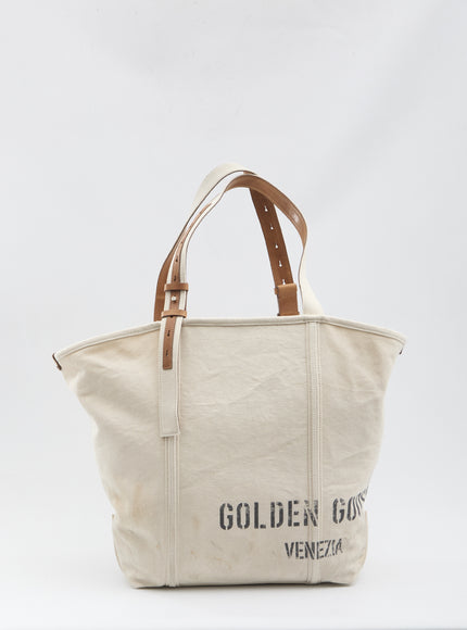 Golden Goose Canvas Shopping Bag QT Beige