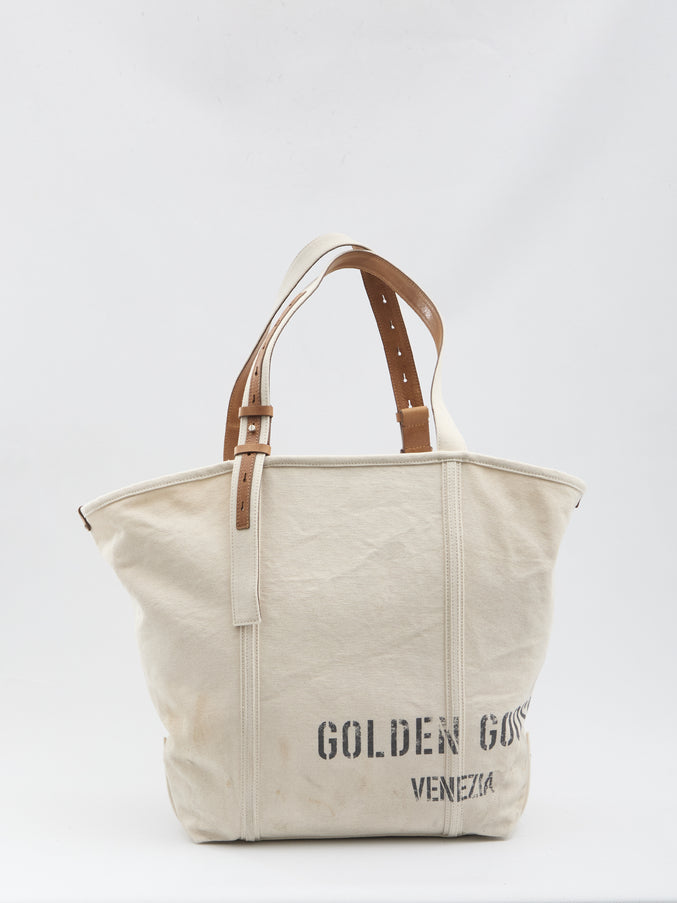 Golden Goose Canvas Shopping Bag QT Beige