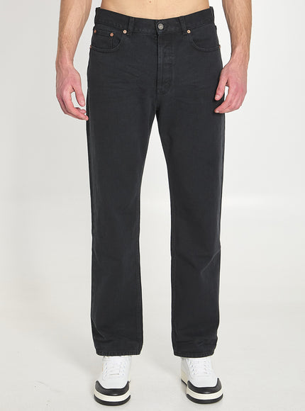 Saint Laurent Loose Straight Denim Pants Black