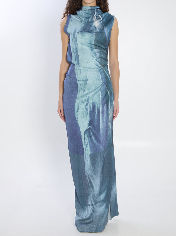Jean Paul Gaultier Water Long Dress Blue