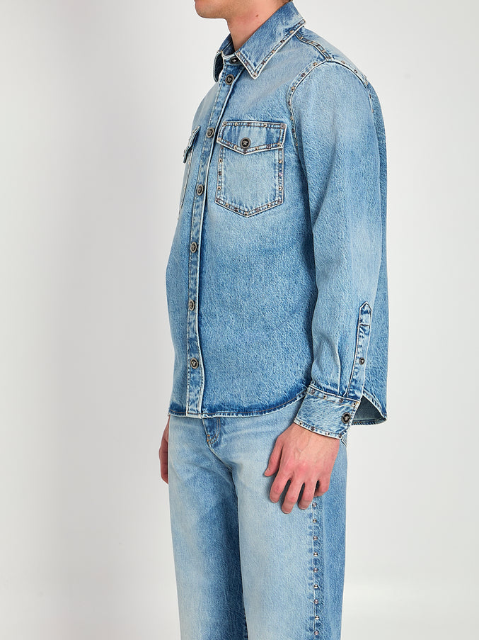 Versace Stone-wash Overshirt With Studs