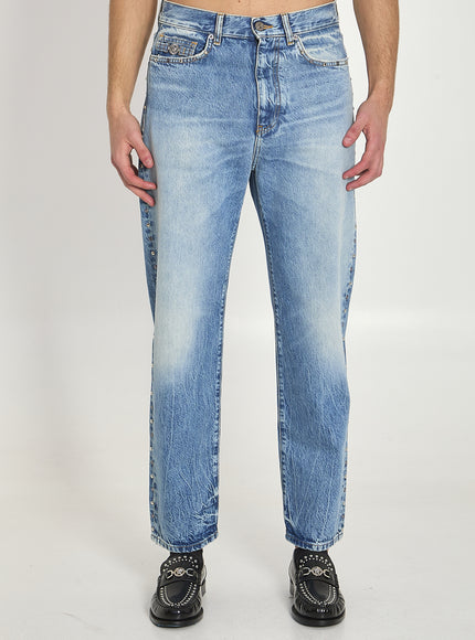 Versace Stone-wash Jeans With Studs Blue