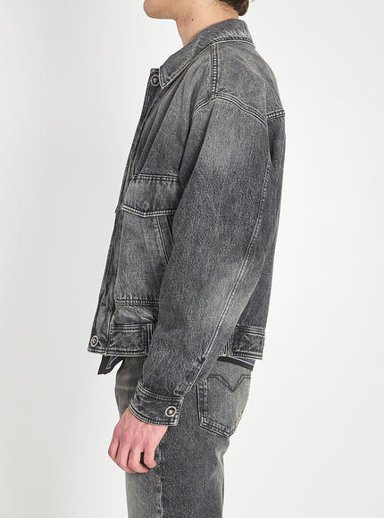 Versace Stone-wash Denim Bomber Jacket