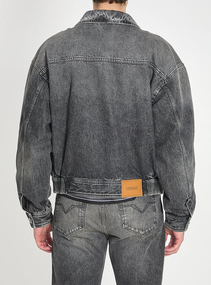 Versace Stone-wash Denim Bomber Jacket
