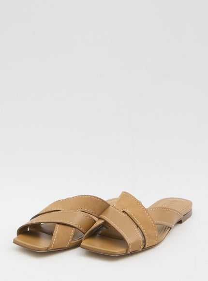 Tod's Smooth And Suede Leather Slides