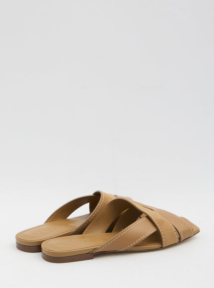 Tod's Smooth And Suede Leather Slides