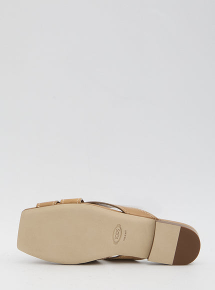 Tod's Smooth And Suede Leather Slides