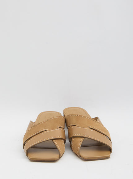 Tod's Smooth And Suede Leather Slides