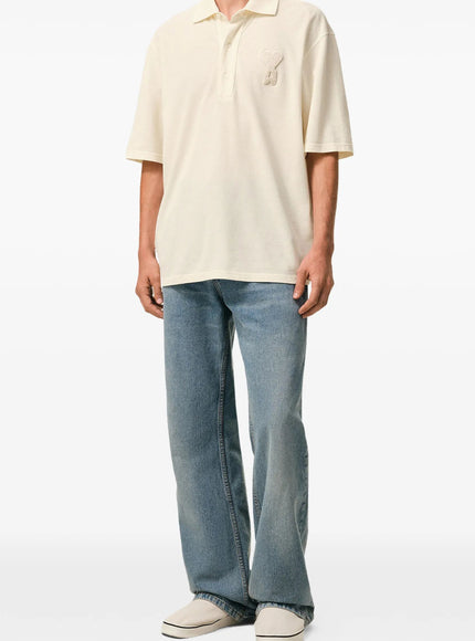 Ami Paris Cotton Piqué Polo Cream