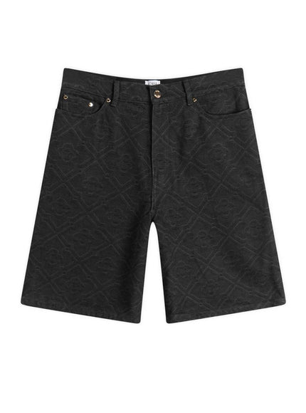 Casablanca Laser Monogram Denim Shorts Black