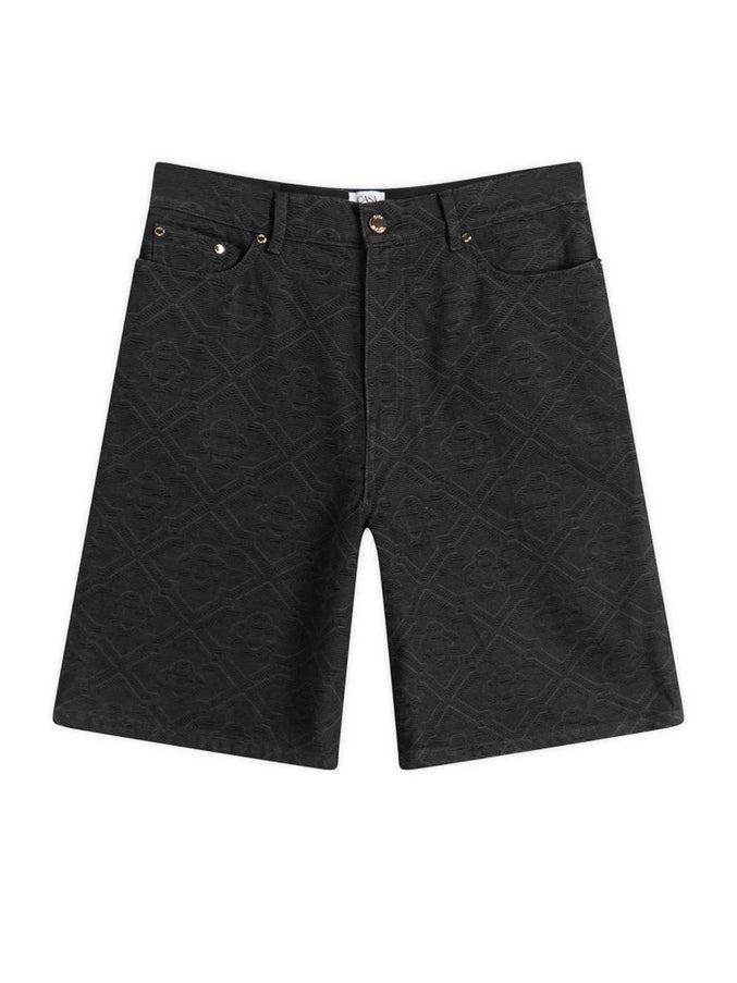 Casablanca Laser Monogram Denim Shorts Black