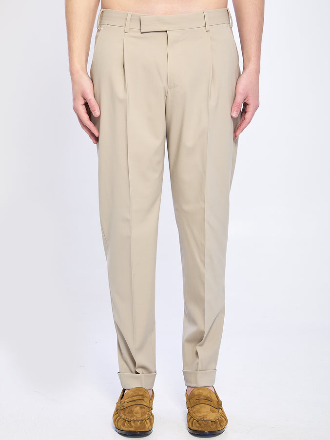 Pt Torino Rebel Stretch Virgin Wool Pants Beige