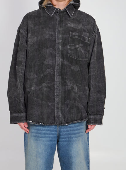Balenciaga Hooded Denim Parka Black