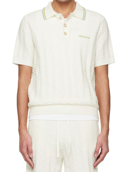 Casablanca Tennis Bouclé Polo Shirt White