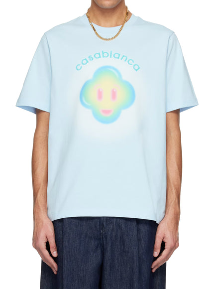 Casablanca Airbrush Smiley Print T-shirt Light Blue