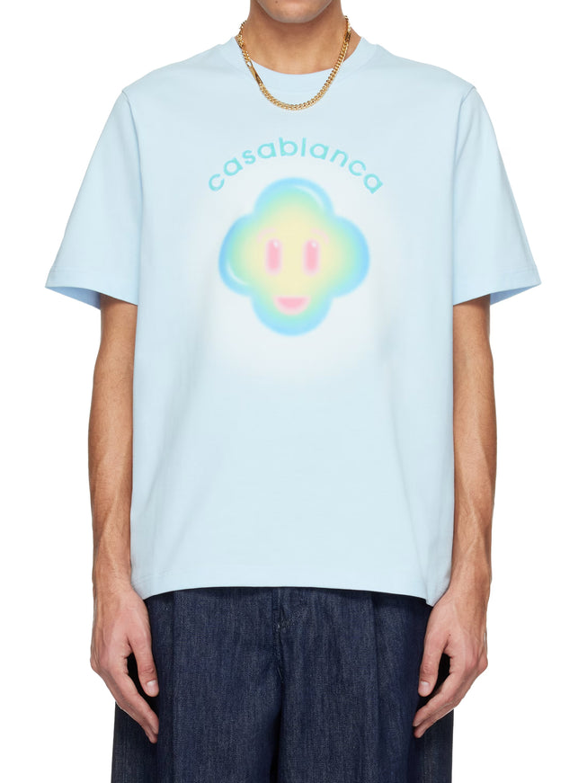 Casablanca Airbrush Smiley Print T-shirt Light Blue