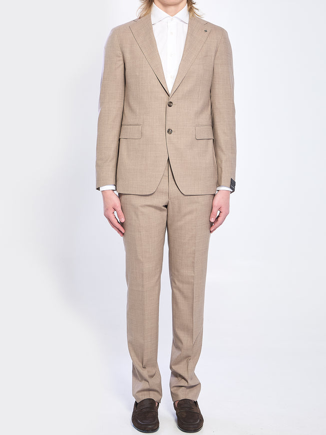 Tagliatore Single-breasted Suit In Virgin Wool And Silk Brown