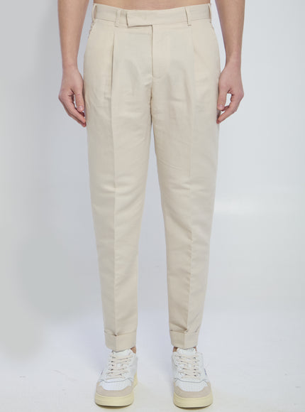Pt Torino Rebel Pants In Linen And Cotton Cream