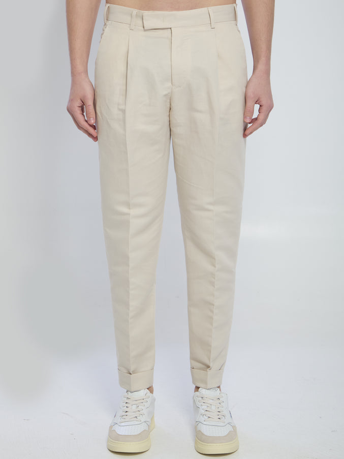Pt Torino Rebel Pants In Linen And Cotton Cream