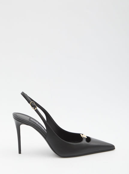 Dolce & Gabbana Slingback Pumps In Silk Nappa Black