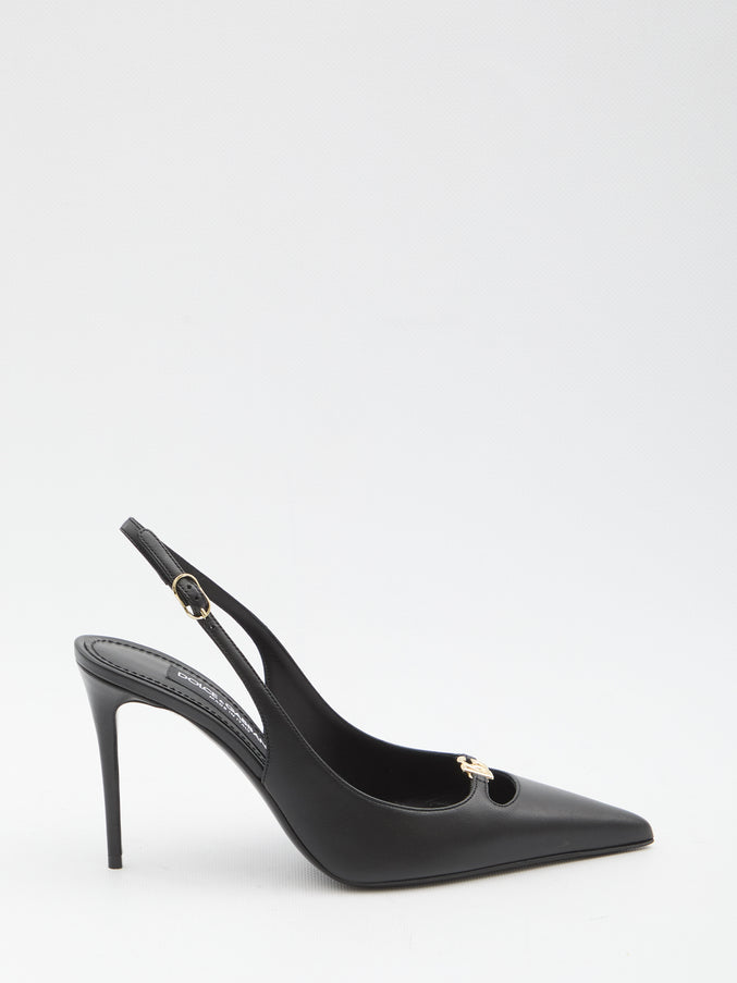Dolce & Gabbana Slingback Pumps In Silk Nappa Black