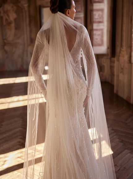 Noella Long Sleeve Beaded Mermaid Wedding Gown