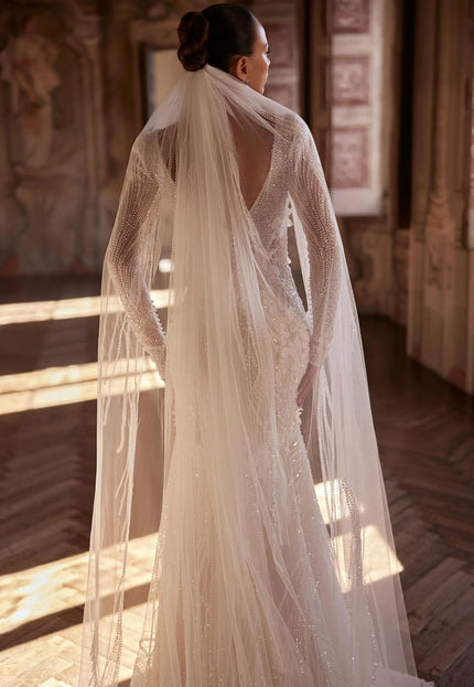 Noella Long Sleeve Beaded Mermaid Wedding Gown