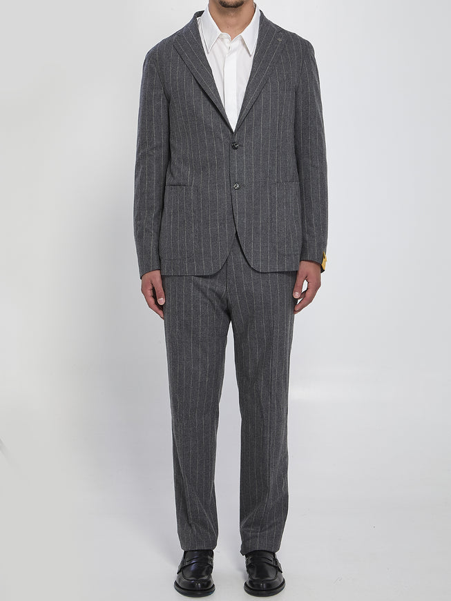 Tagliatore Single-breasted Flannel Suit Grey