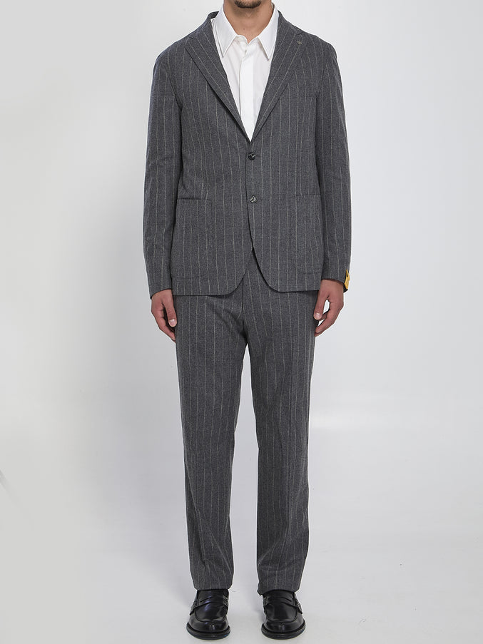 Tagliatore Single-breasted Flannel Suit Grey