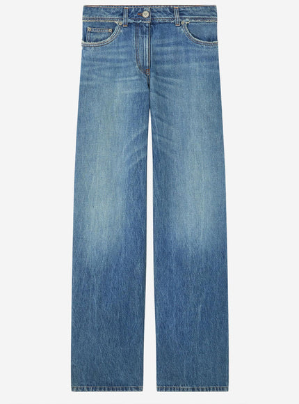 Versace Raw Cut Frayed Jeans Blue