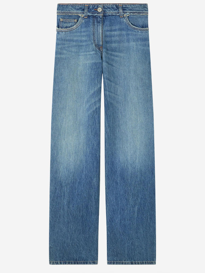 Versace Raw Cut Frayed Jeans Blue