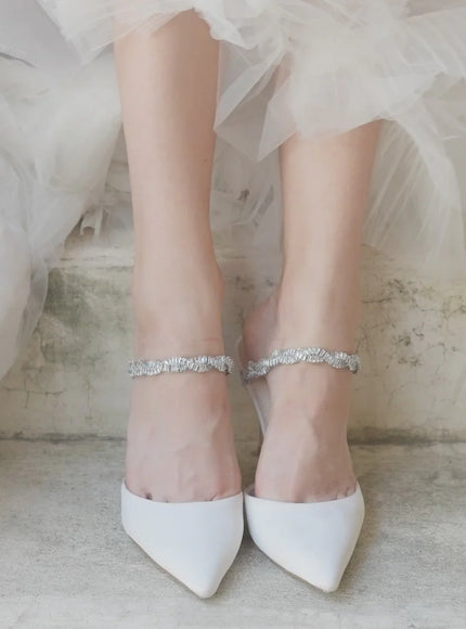 Bella Belle Weslyn Crystal Strap Bridal Mules