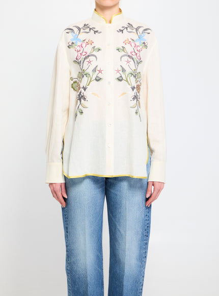 Valentino Garavani Linen Shirt With Embroidery White