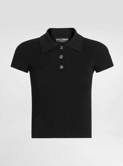 Dolce & Gabbana Ribbed Polo-style Top Black