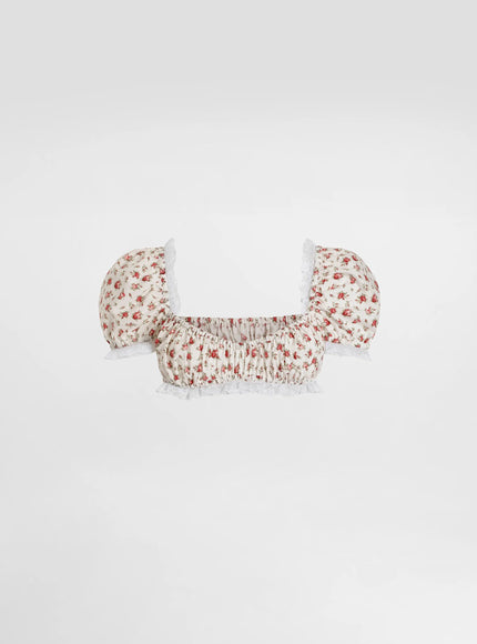 Dolce & Gabbana Rose Print Top White