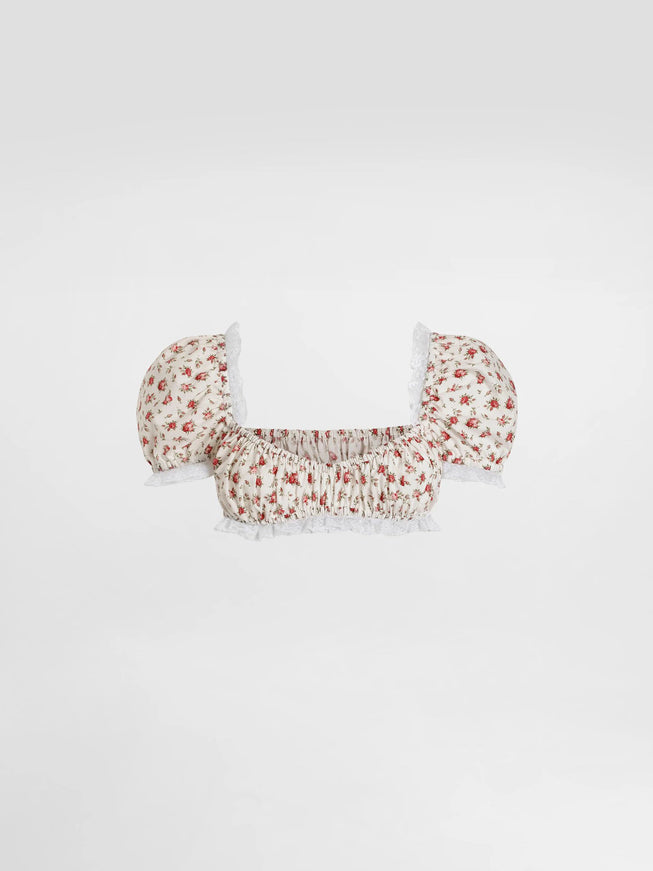 Dolce & Gabbana Rose Print Top White