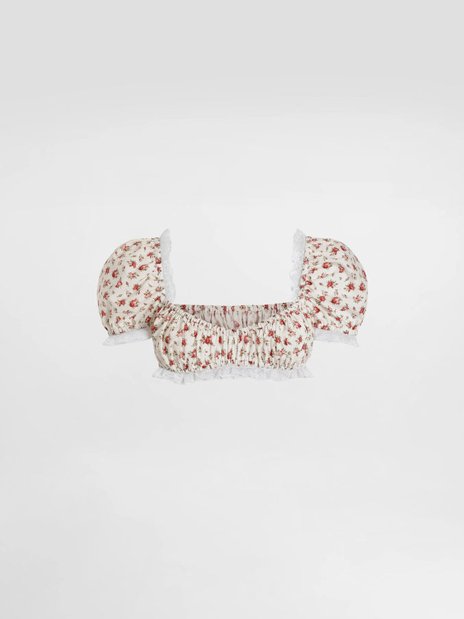 Dolce & Gabbana Rose Print Top White