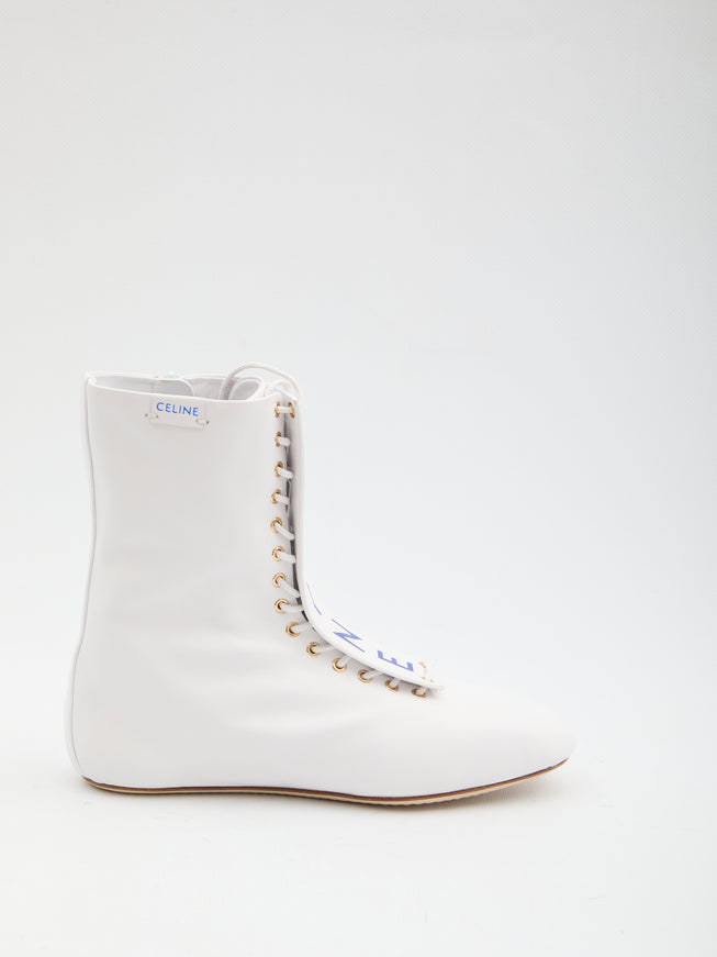 Celine Ballet High Ankle Boot White