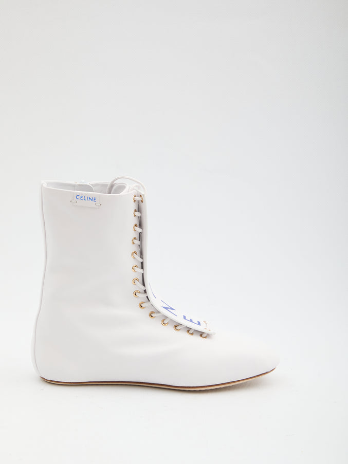 Celine Ballet High Ankle Boot White