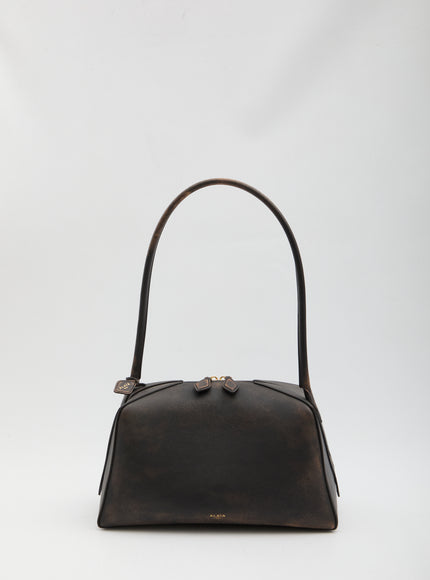 Alaia Le Bouledogue Bag In Distressed Leather QT Brown