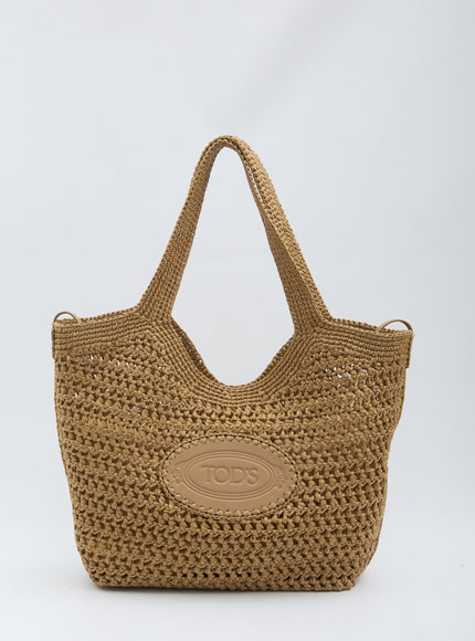Tod's Raffia Shopping Bag Medium QT Beige