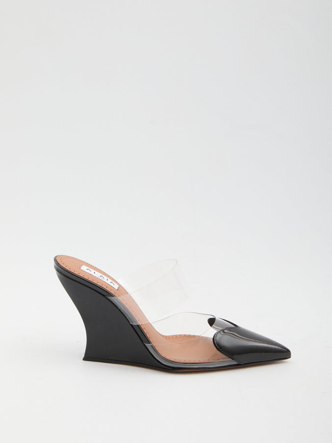 Alaia Le Coeur Wedge Mules Black