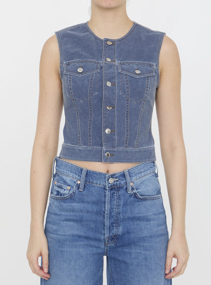 Alexander Wang Vest In Denim Trompe-l'oeil Blue