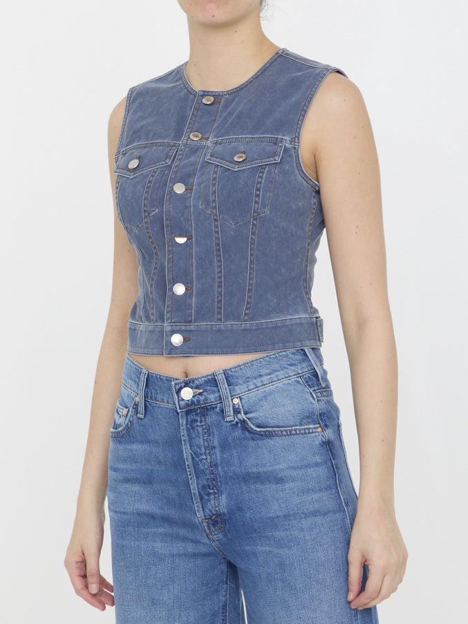 Alexander Wang Vest In Denim Trompe-l'oeil