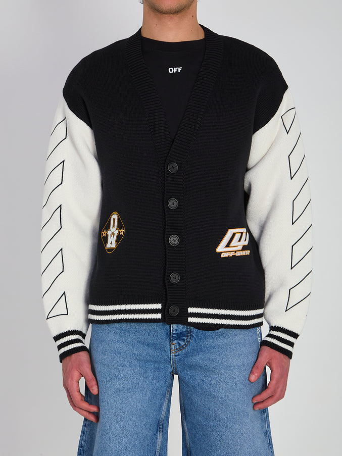 Off White Varsity Cardigan Black