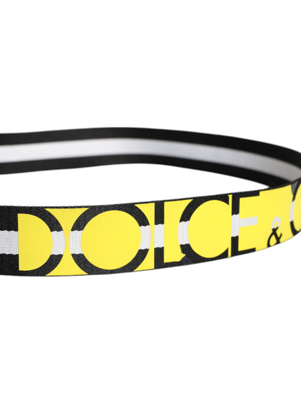 Dolce & Gabbana Yellow Logo Lettering Striped Nylon Belt