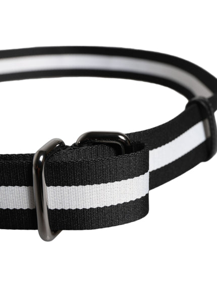 Dolce & Gabbana Yellow Logo Lettering Striped Nylon Belt