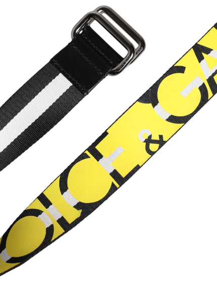 Dolce & Gabbana Yellow Logo Lettering Striped Nylon Belt