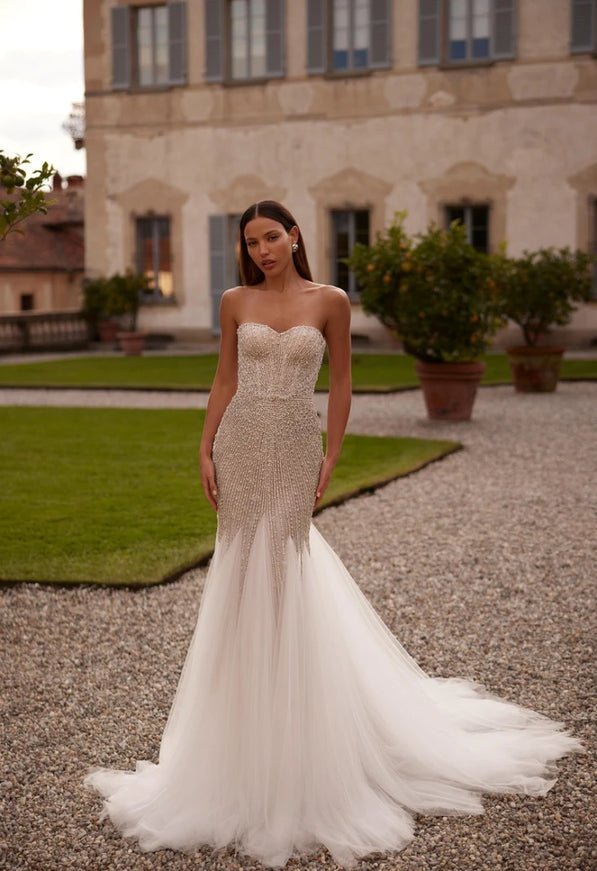 Valencia Beaded Mermaid Wedding Gown Crystal & Pearl | Ellie Belle, US 8 Valencia Beaded Mermaid Wedding Gown Crystal & Pearl | Ellie Belle, US 8