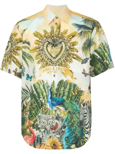 Dolce & Gabbana Cotton Hawaiian Shirt With Tropical King Print